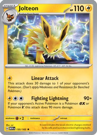 Jolteon (135) Reverse Holofoil [SV: Scarlet & Violet 151] Pokemon Single Pokémon