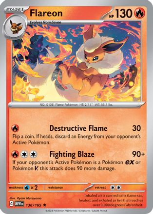 Flareon (136) - [SV: Scarlet & Violet 151] Holofoil Pokemon Single Pokémon