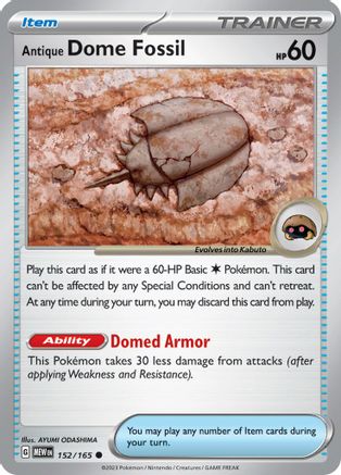 Antique Dome Fossil (152) - [SV: Scarlet & Violet 151] Pokemon Single Pokémon