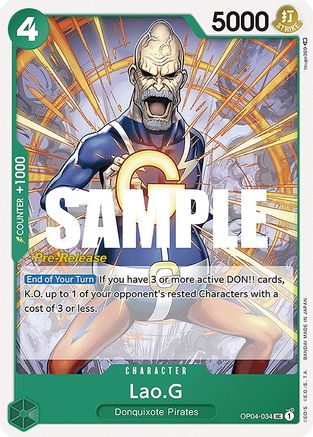 Lao.G (OP04-034) [Kingdoms of Intrigue Pre-Release Cards] One Piece Single Bandai