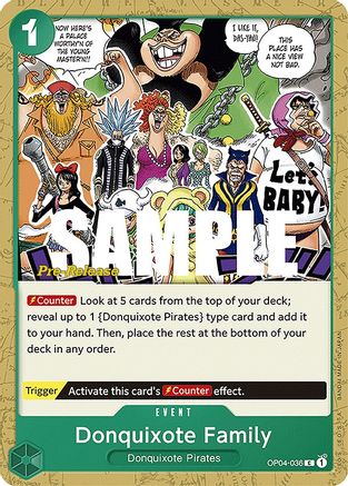 Donquixote Family (OP04-036) [Kingdoms of Intrigue Pre-Release Cards] One Piece Single Bandai