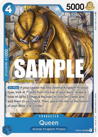 Queen (OP04-046) [Kingdoms of Intrigue Pre-Release Cards] One Piece Single Bandai
