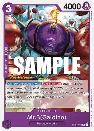 Mr.3 (Galdino) (OP04-070) [Kingdoms of Intrigue Pre-Release Cards] One Piece Single Bandai