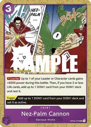 Nez-Palm Cannon (OP04-075) [Kingdoms of Intrigue Pre-Release Cards] One Piece Single Bandai