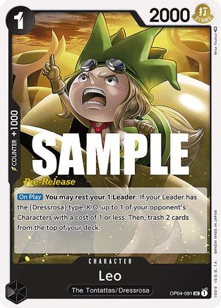 Leo (OP04-091) [Kingdoms of Intrigue Pre-Release Cards] One Piece Single Bandai