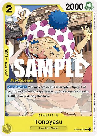 Tonoyasu (OP04-109) [Kingdoms of Intrigue Pre-Release Cards] One Piece Single Bandai