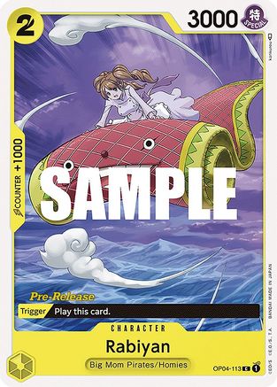 Rabiyan (OP04-113) [Kingdoms of Intrigue Pre-Release Cards] One Piece Single Bandai