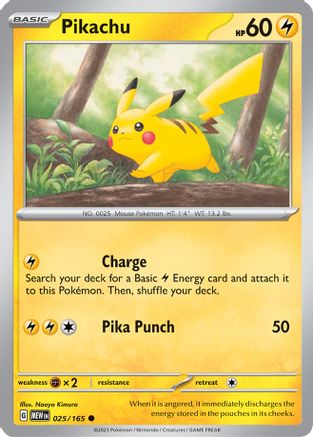 Pikachu - 025/165 (25) - [SV: Scarlet & Violet 151] Pokemon Single Pokémon
