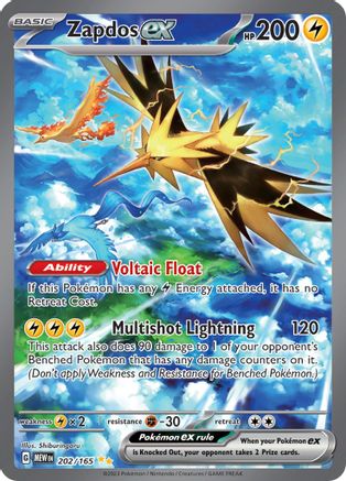 Zapdos ex - 202/165 Holofoil [SV: Scarlet & Violet 151] Pokemon Single Pokémon
