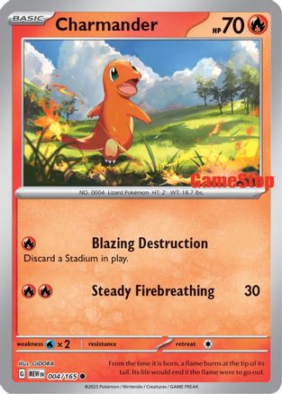 Charmander - 004/165 (GameStop Exclusive) Reverse Holofoil [Misc: Cards & Products] Pokemon Single Pokémon