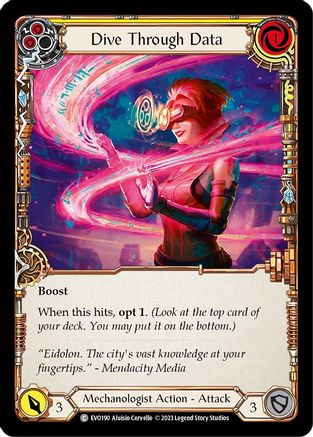 Dive Through Data (Yellow) [EVO190] (Bright Lights)  Rainbow Foil Flesh And Blood Single Flesh And Blood   