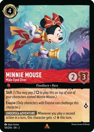 Minnie Mouse - Wide-Eyed Diver (114/204) [Rise of the Floodborn] Cold Foil Lorcana Single Disney