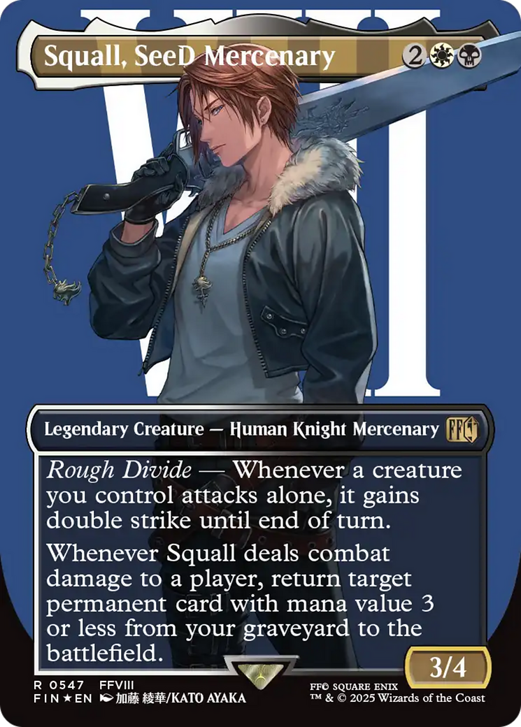 Squall, SeeD Mercenary (Surge Foil) (FIN-547) [FINAL FANTASY] (Borderless) Foil MTG Single Wizards of the Coast