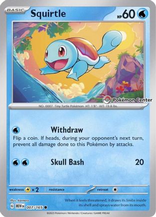 Squirtle - 007/165 (Pokemon Center Exclusive) (7) - [Misc: Cards & Products] Reverse Holofoil Pokemon Single Pokémon