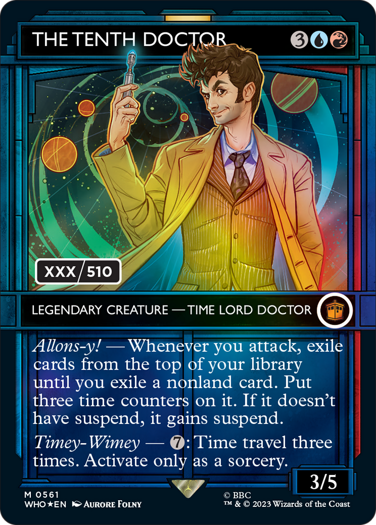 The Tenth Doctor (Serial Numbered) (WHO-561) [Doctor Who] (Showcase) (Borderless) Foil MTG Single Wizards of the Coast