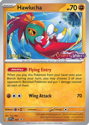 Hawlucha - 007 (Prerelease) [Staff] (7) Holofoil [Promos: SV Promo Cards] Pokemon Single Pokémon