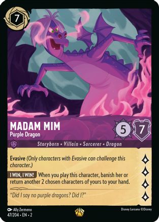 Madam Mim - Purple Dragon (47/204) [Rise of the Floodborn] Lorcana Single Disney