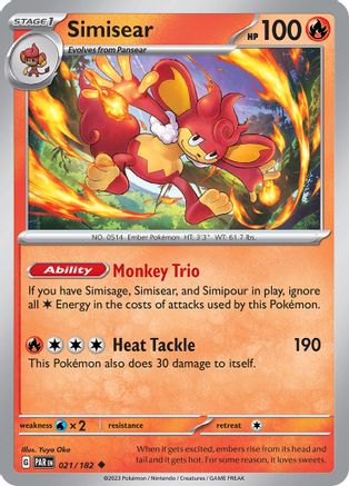 Simisear (21) Reverse Holofoil [SV: Paradox Rift] Pokemon Single Pokémon