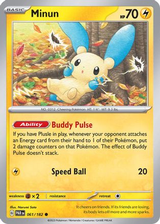 Minun - 061/182 Reverse Holofoil [SV: Paradox Rift] Pokemon Single Pokémon