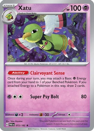 Xatu (72) Reverse Holofoil [SV: Paradox Rift] Pokemon Single Pokémon