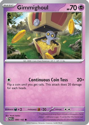 Gimmighoul - 088/182 Reverse Holofoil [SV: Paradox Rift] Pokemon Single Pokémon