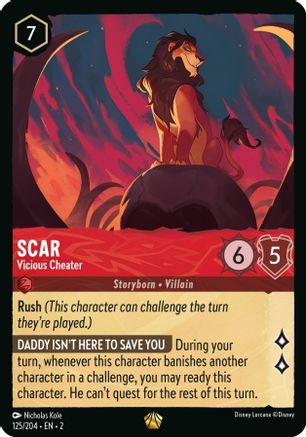 Scar - Vicious Cheater (125/204) [Rise of the Floodborn] Cold Foil Lorcana Single Disney