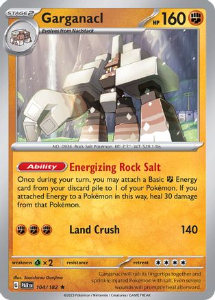 Garganacl - 104/182 Reverse Holofoil [SV: Paradox Rift] Pokemon Single Pokémon
