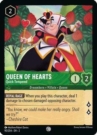 Queen of Hearts - Quick-Tempered (90/204) [Rise of the Floodborn] Cold Foil Lorcana Single Disney