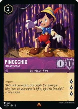 Pinocchio - Star Attraction (56/204) [Rise of the Floodborn] Lorcana Single Disney