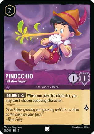 Pinocchio - Talkative Puppet (58/204) [Rise of the Floodborn] Cold Foil Lorcana Single Disney
