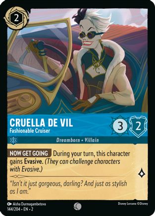 Cruella De Vil - Fashionable Cruiser (144/204) [Rise of the Floodborn] Cold Foil Lorcana Single Disney