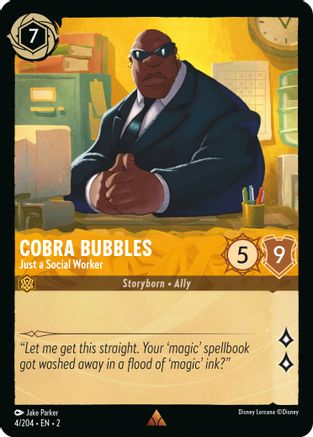 Cobra Bubbles - Just a Social Worker (4/204) [Rise of the Floodborn] Lorcana Single Disney