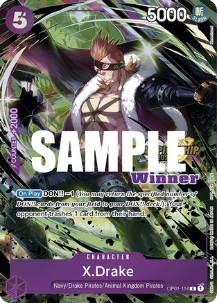 X.Drake (CS 2023 Top Players Pack) [Winner] (OP01-114) [One Piece Promotion Cards] Foil One Piece Single Bandai