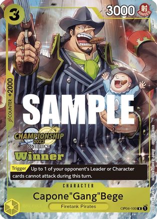 Capone"Gang"Bege (CS 2023 Top Players Pack) [Winner] (OP04-100) [One Piece Promotion Cards] Foil One Piece Single Bandai