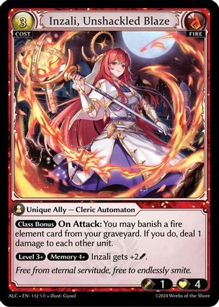 Inzali, Unshackled Blaze (112) [Alchemical Revolution] Grand Archive Single Weebs of the Shore
