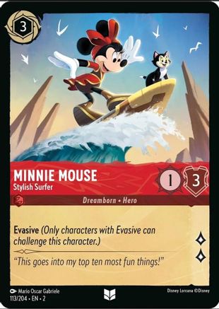 Minnie Mouse - Stylish Surfer (113/204) [Rise of the Floodborn] Cold Foil Lorcana Single Disney