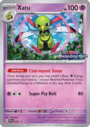 Xatu - 059 (Prerelease) (59) Holofoil [Promos: SV Promo Cards] Pokemon Single Pokémon
