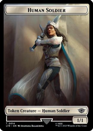 Human Soldier (0014) // Food (0023) Double-Sided Token (Surge Foil) (LTR-14 // 23) [The Lord of the Rings: Tales of Middle-earth] Foil MTG Single Wizards of the Coast