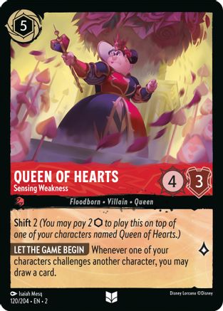 Queen of Hearts - Sensing Weakness (120/204) [Rise of the Floodborn] Cold Foil Lorcana Single Disney