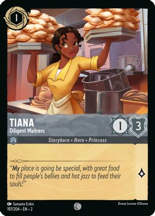 Tiana - Diligent Waitress (197/204) [Rise of the Floodborn] Cold Foil Lorcana Single Disney