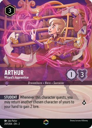 Arthur - Wizard's Apprentice (Enchanted) (207/204) [Rise of the Floodborn] Holofoil Lorcana Single Disney
