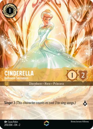 Cinderella - Ballroom Sensation (Enchanted) (205/204) [Rise of the Floodborn] Holofoil Lorcana Single Disney