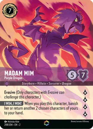 Madam Mim - Purple Dragon (Enchanted) (208/204) [Rise of the Floodborn] Holofoil Lorcana Single Disney