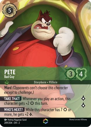 Pete - Bad Guy (Enchanted) (209/204) [Rise of the Floodborn] Holofoil Lorcana Single Disney