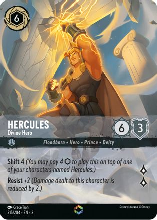 Hercules - Divine Hero (Enchanted) (215/204) [Rise of the Floodborn] Holofoil Lorcana Single Disney