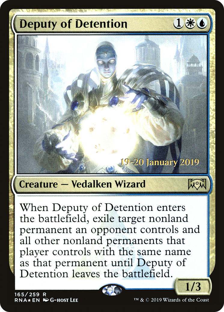 Deputy of Detention (PRE-165) [Ravnica Allegiance Promos] Foil MTG Single Wizards of the Coast