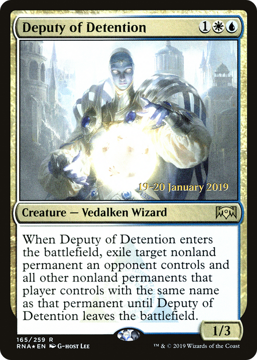 Deputy of Detention (PRE-165) [Ravnica Allegiance Promos] Foil MTG Single Wizards of the Coast