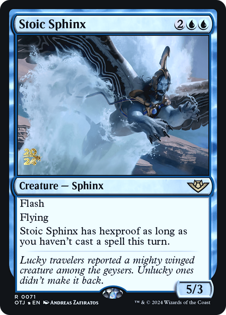 Stoic Sphinx (PRE-071) [Outlaws of Thunder Junction Promos] Foil MTG Single Wizards of the Coast