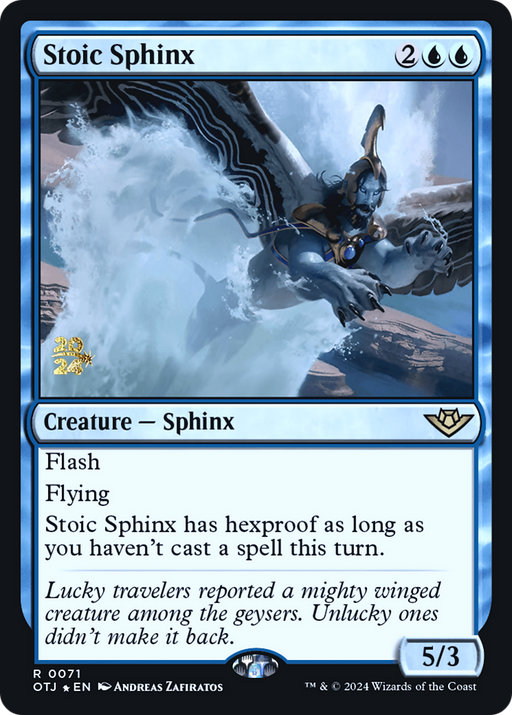 Stoic Sphinx (PRE-071) [Outlaws of Thunder Junction Promos] Foil MTG Single Wizards of the Coast
