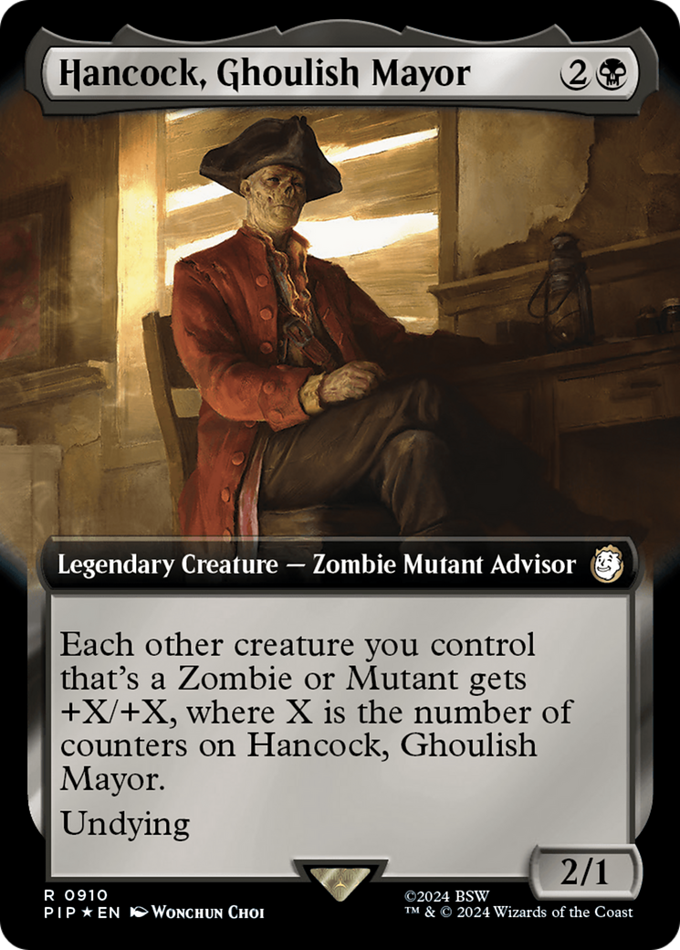 Hancock, Ghoulish Mayor (Surge Foil) (PIP-910) [Fallout] (Extended Art) Foil MTG Single Wizards of the Coast